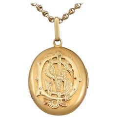 Antique Victorian Monogrammed Locket in Yellow Gold