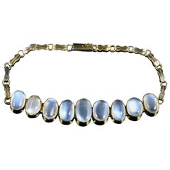 Antique Victorian Moonstone Bracelet 9 Carat Gold, circa 1900