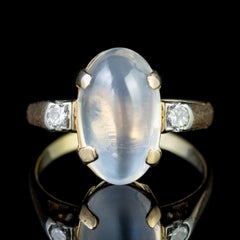 Antique Victorian Moonstone Diamond 9 Carat Gold, circa 1900 Ring