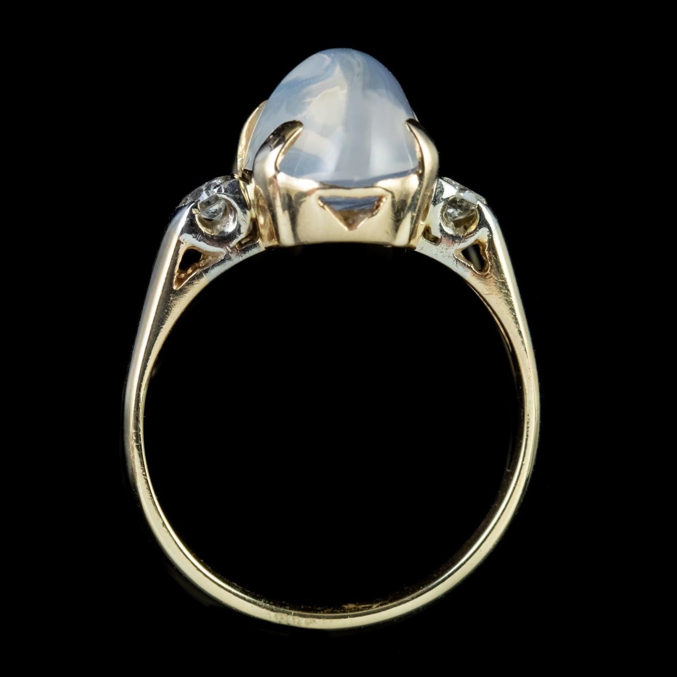 Antique Victorian Moonstone Diamond 9 Carat Gold, circa 1900 Ring 1