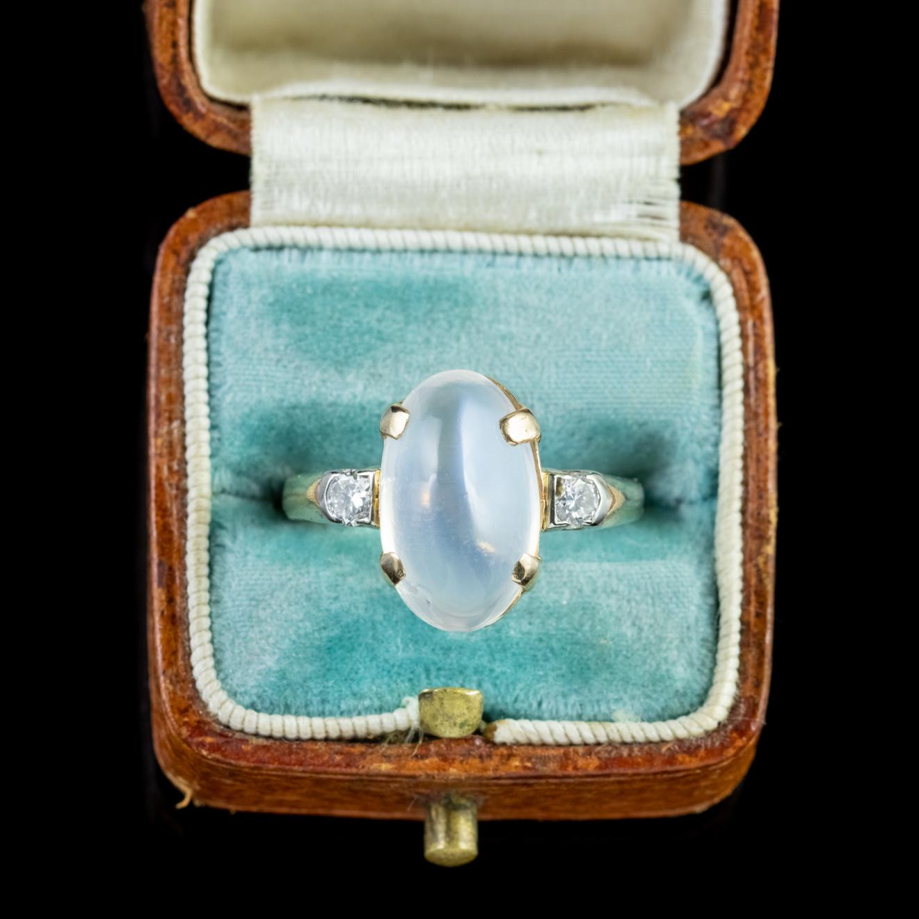 Antique Victorian Moonstone Diamond 9 Carat Gold, circa 1900 Ring 2