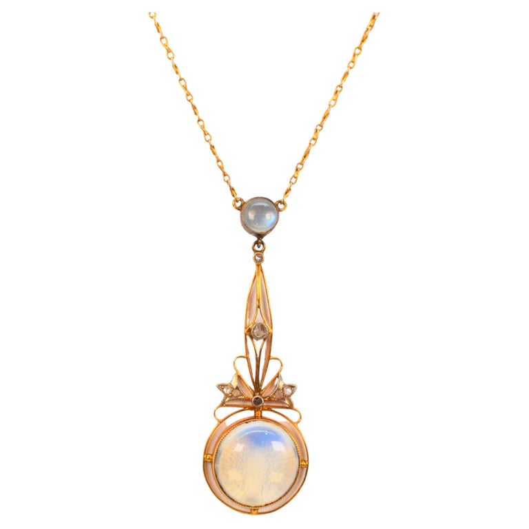 A Victorian Moonstone and Diamond Pendant-SOLD OUT