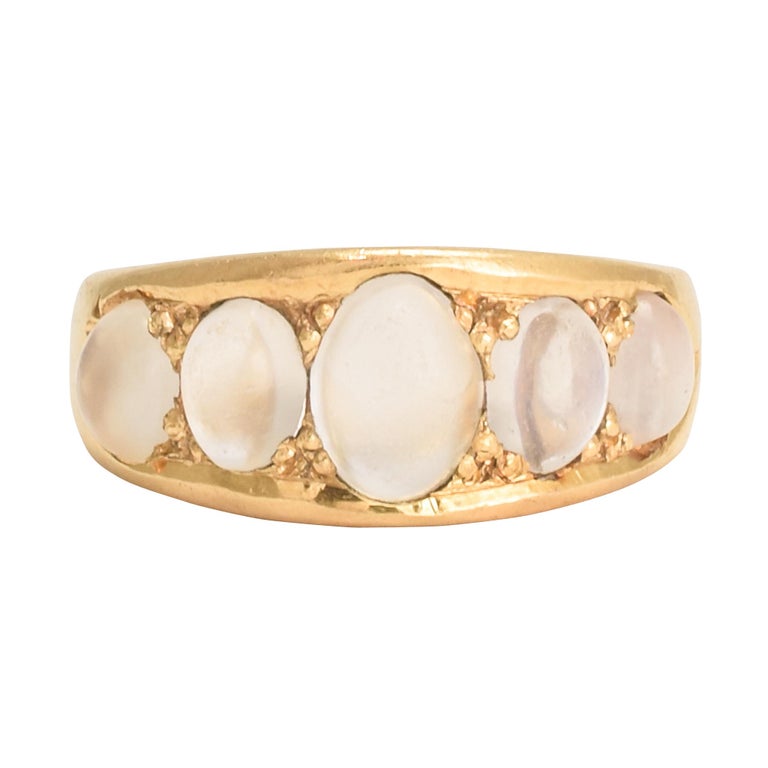 Antique Victorian Moonstone FiveStone Gold Gypsy Ring at 1stDibs