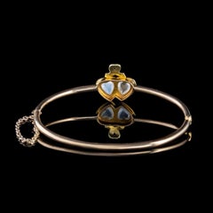 Antique Victorian Moonstone Heart 15 Carat Gold circa 1900 Bangle