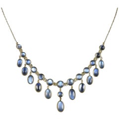 Antique Victorian Moonstone Necklace 18 Carat Gold Garland, circa 1880