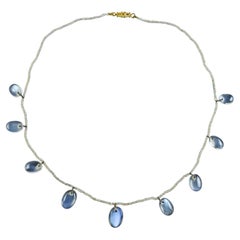 Antique Victorian Moonstone Pearl Dropper Necklace