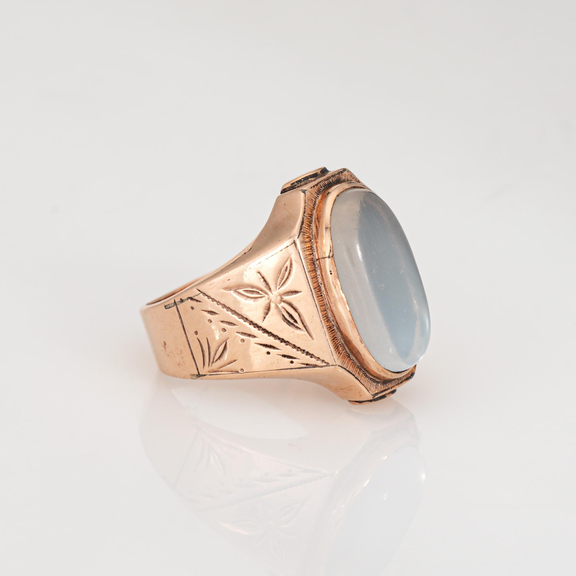 Cabochon Antique Victorian Moonstone Ring Sz 6.5 Vintage 10k Rose Gold Fine Jewelry For Sale