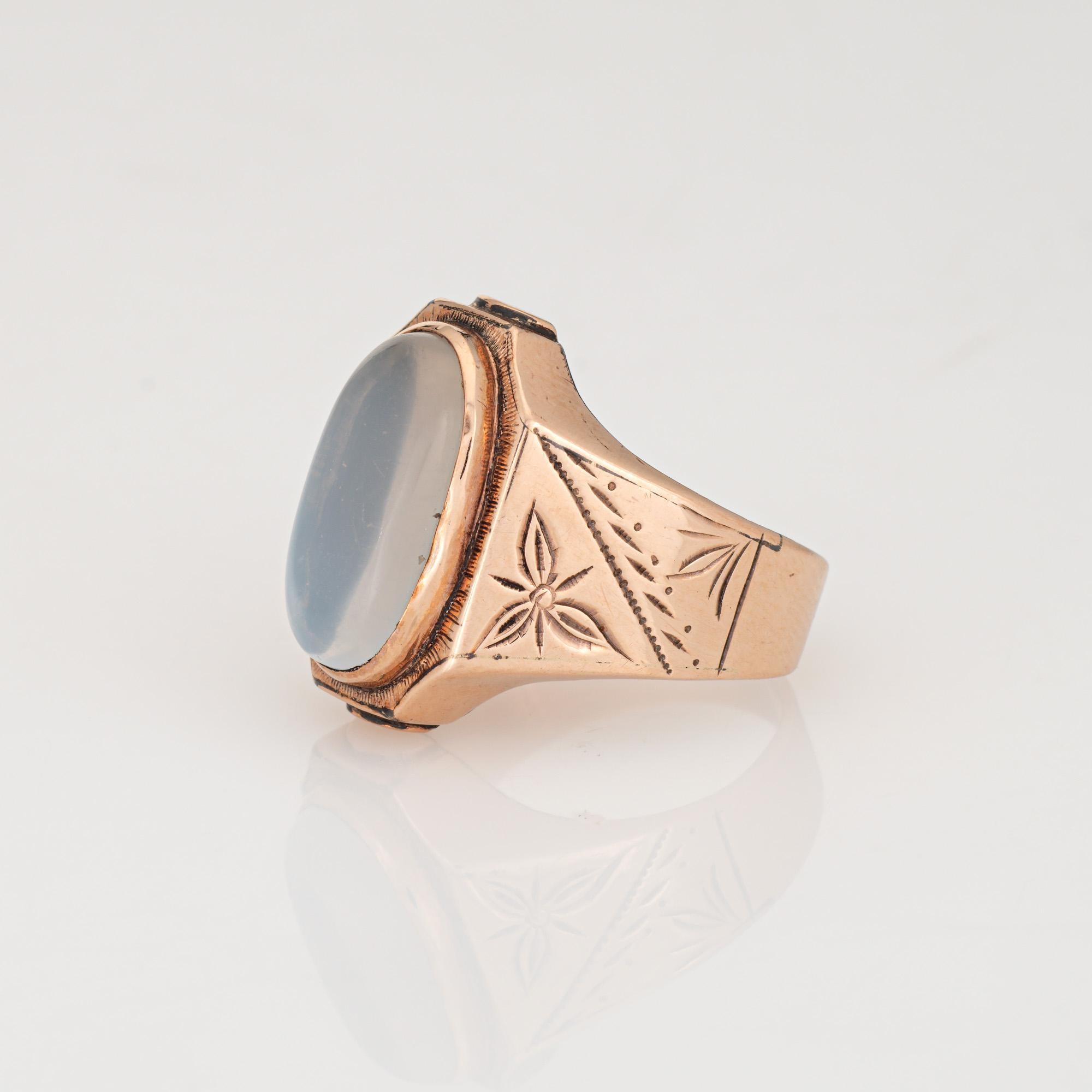 Antique Victorian Moonstone Ring Sz 6.5 Vintage 10k Rose Gold Fine Jewelry In Good Condition For Sale In Torrance, CA