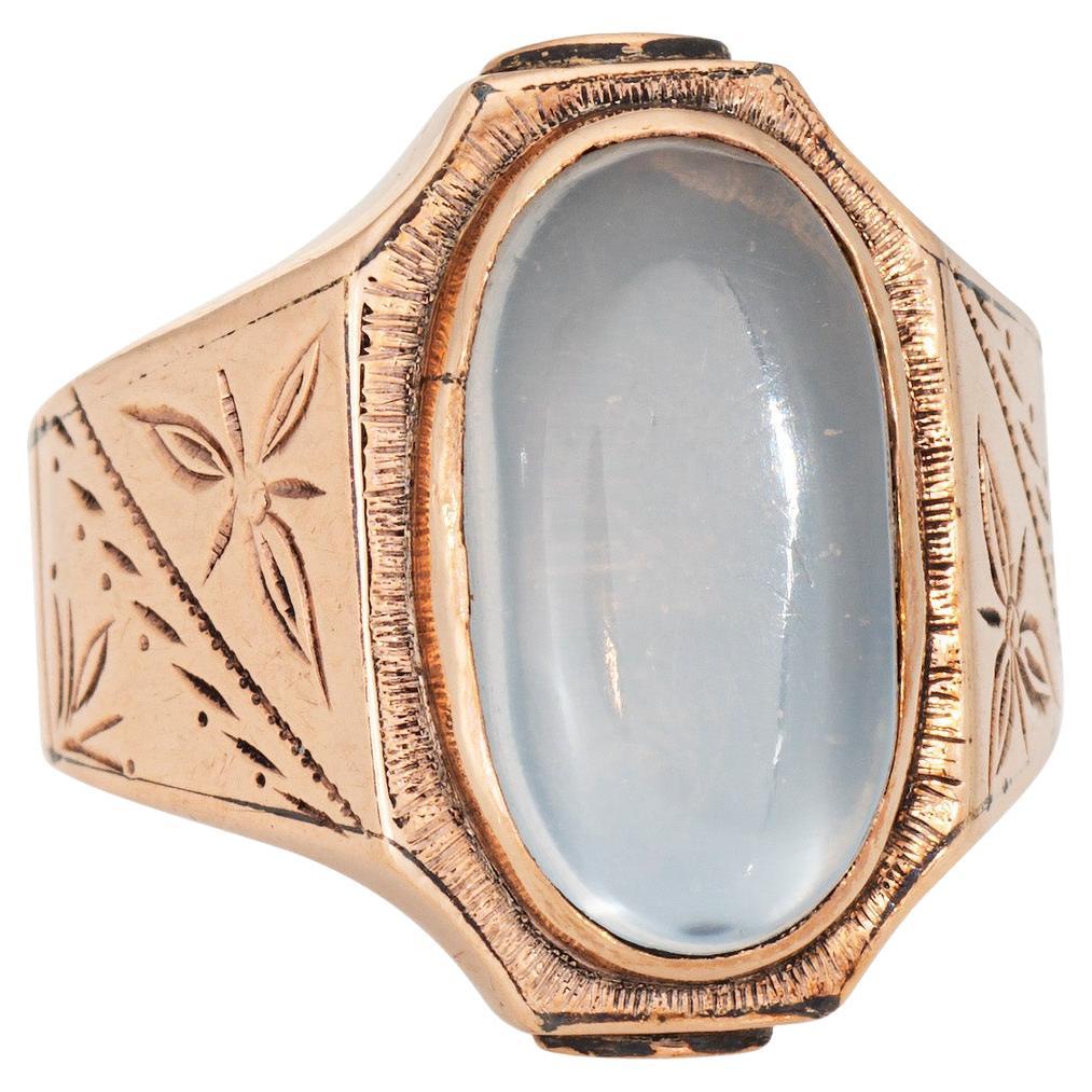 Anello antico vittoriano con pietra di luna Sz 6.5 Vintage in oro rosa 10k Gioielli di pregio