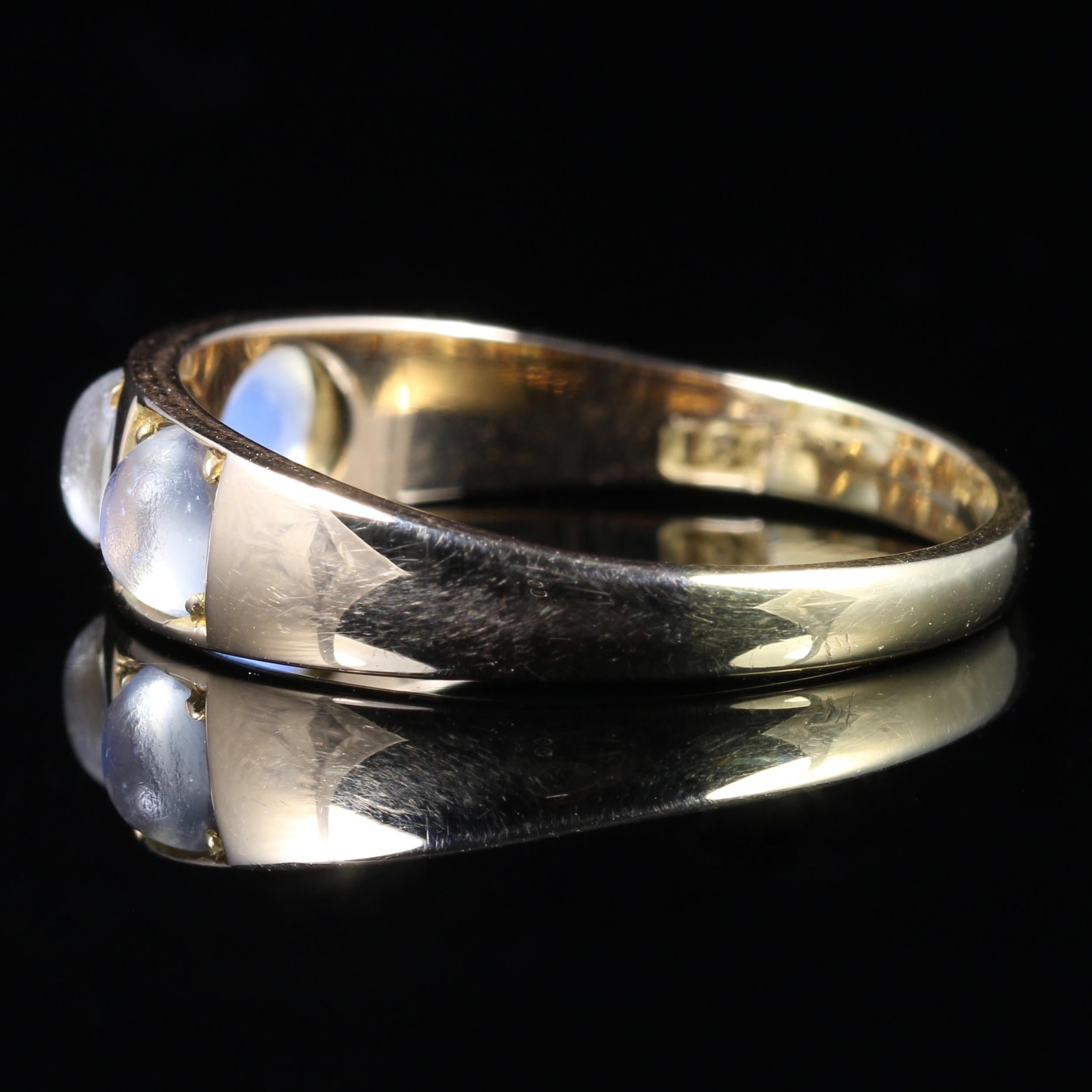 Antique Victorian Moonstone Trilogy Ring 18 Carat Gold, circa 1880 1