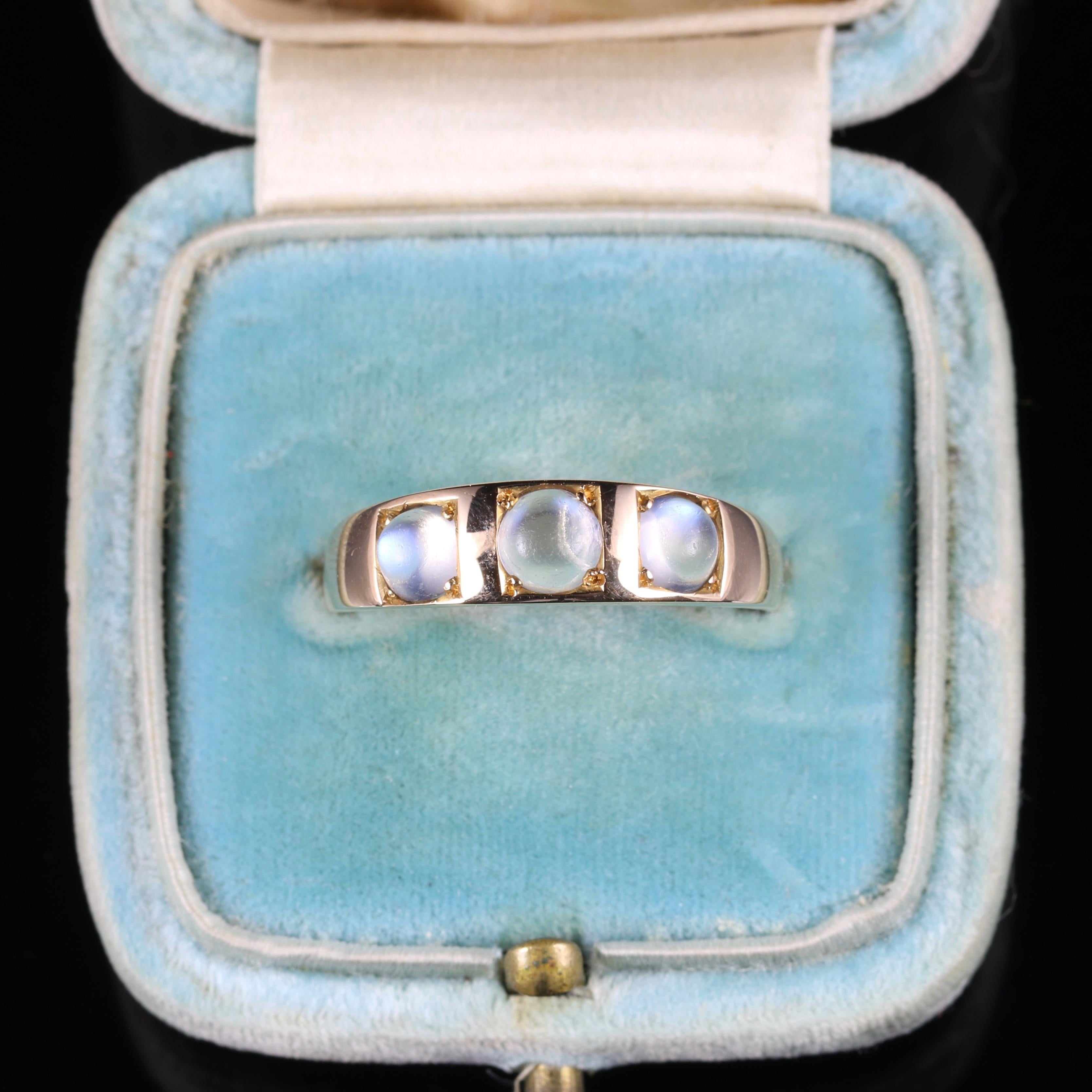 Antique Victorian Moonstone Trilogy Ring 18 Carat Gold, circa 1880 3
