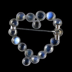 Antique Victorian Moonstone Witches Heart Brooch, circa 1880