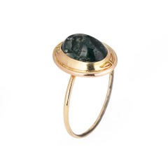 Antique Victorian Moss Agate Conversion Ring 14k Yellow Gold 8.5 Fine Jewelry