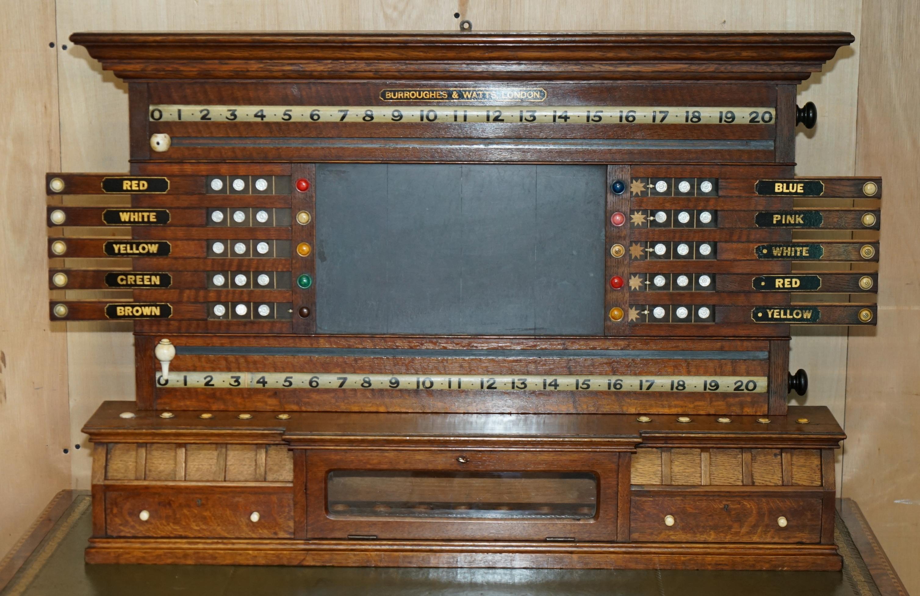 MOTHER OF PEARL BURROUGHES & WATTS LONDON SNOOKER SCOREBOARD ANTIQUE ViCtoriaN en vente 3