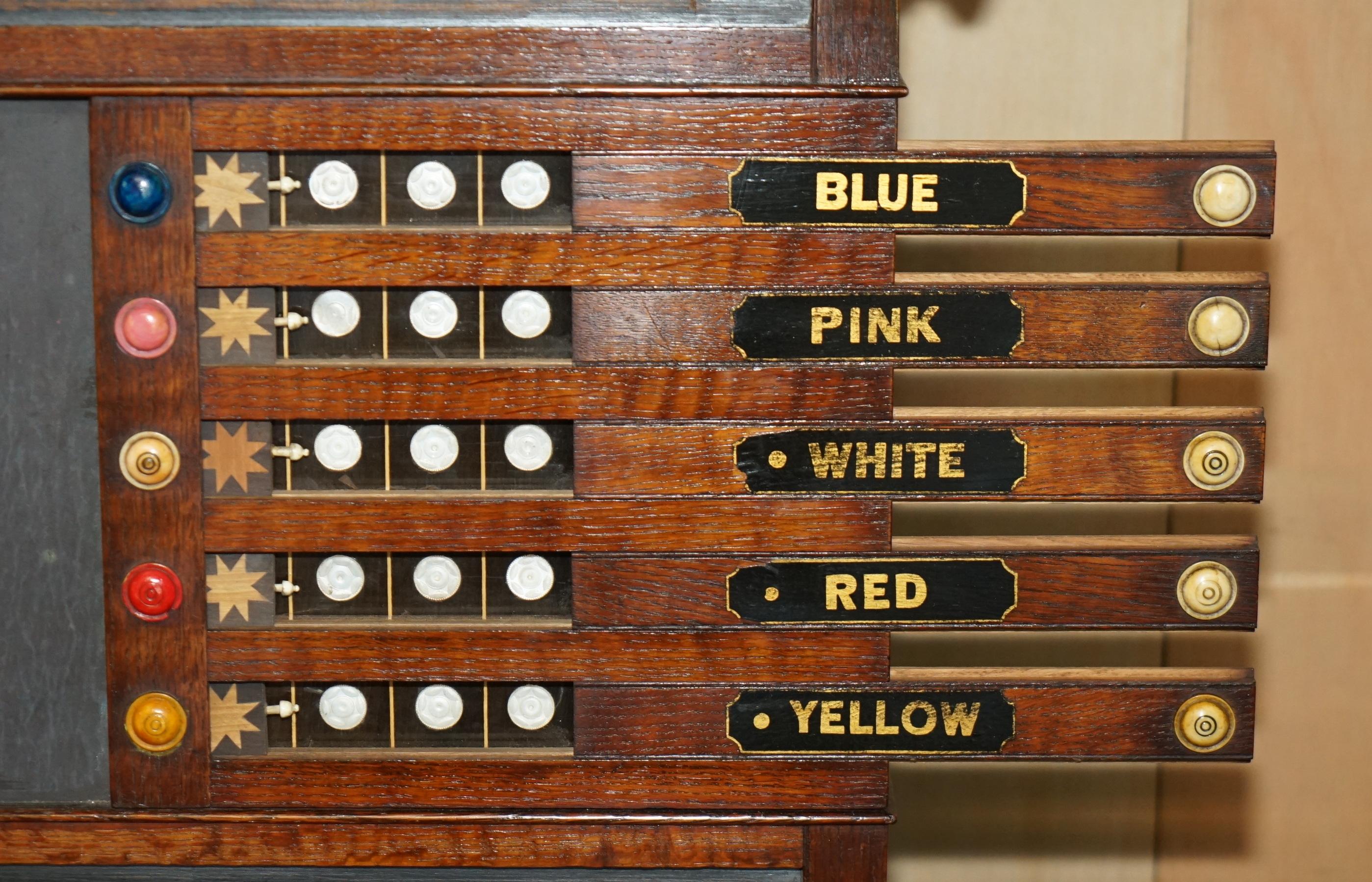 MOTHER OF PEARL BURROUGHES & WATTS LONDON SNOOKER SCOREBOARD ANTIQUE ViCtoriaN en vente 4