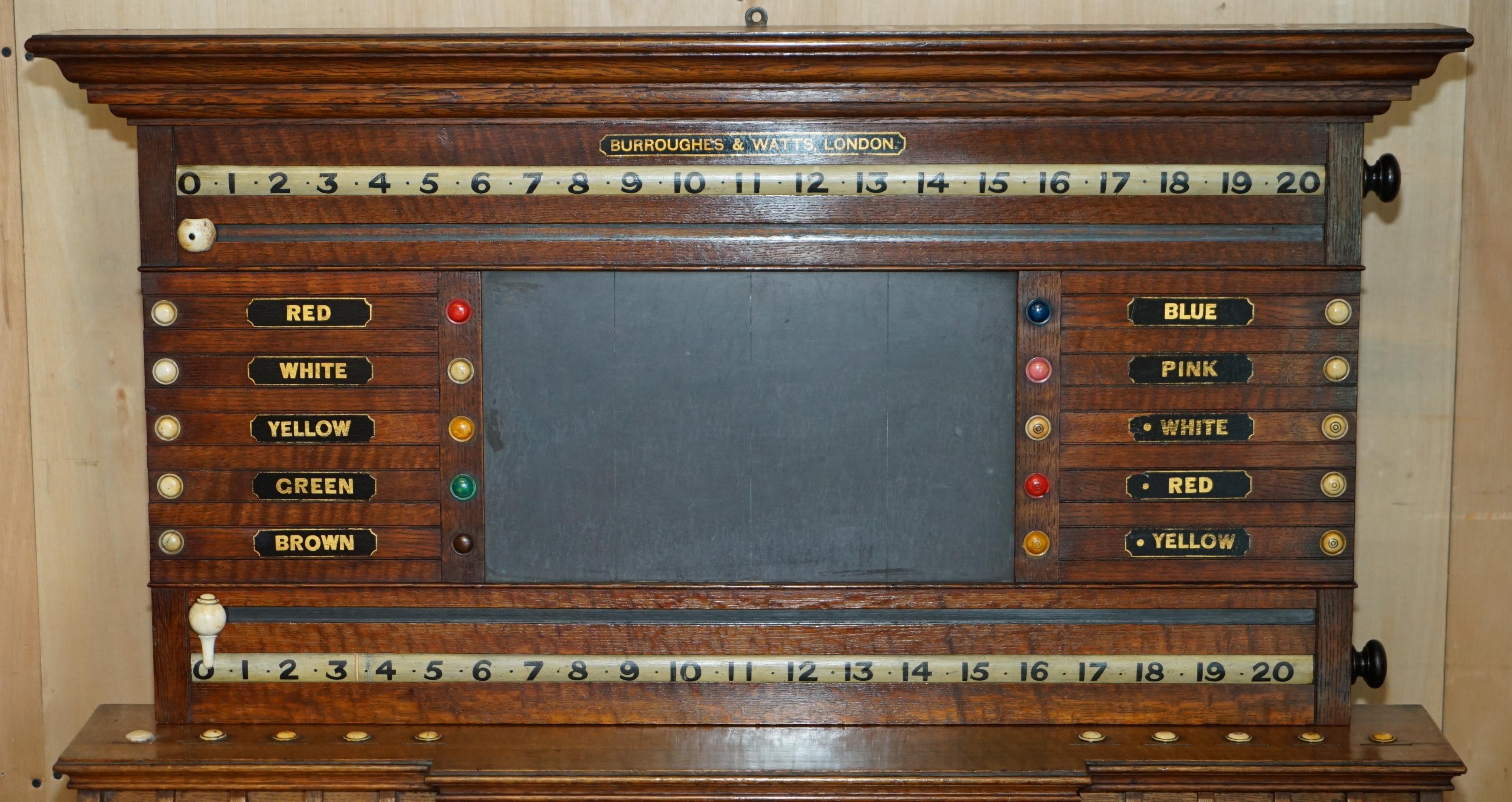 Victorien MOTHER OF PEARL BURROUGHES & WATTS LONDON SNOOKER SCOREBOARD ANTIQUE ViCtoriaN en vente
