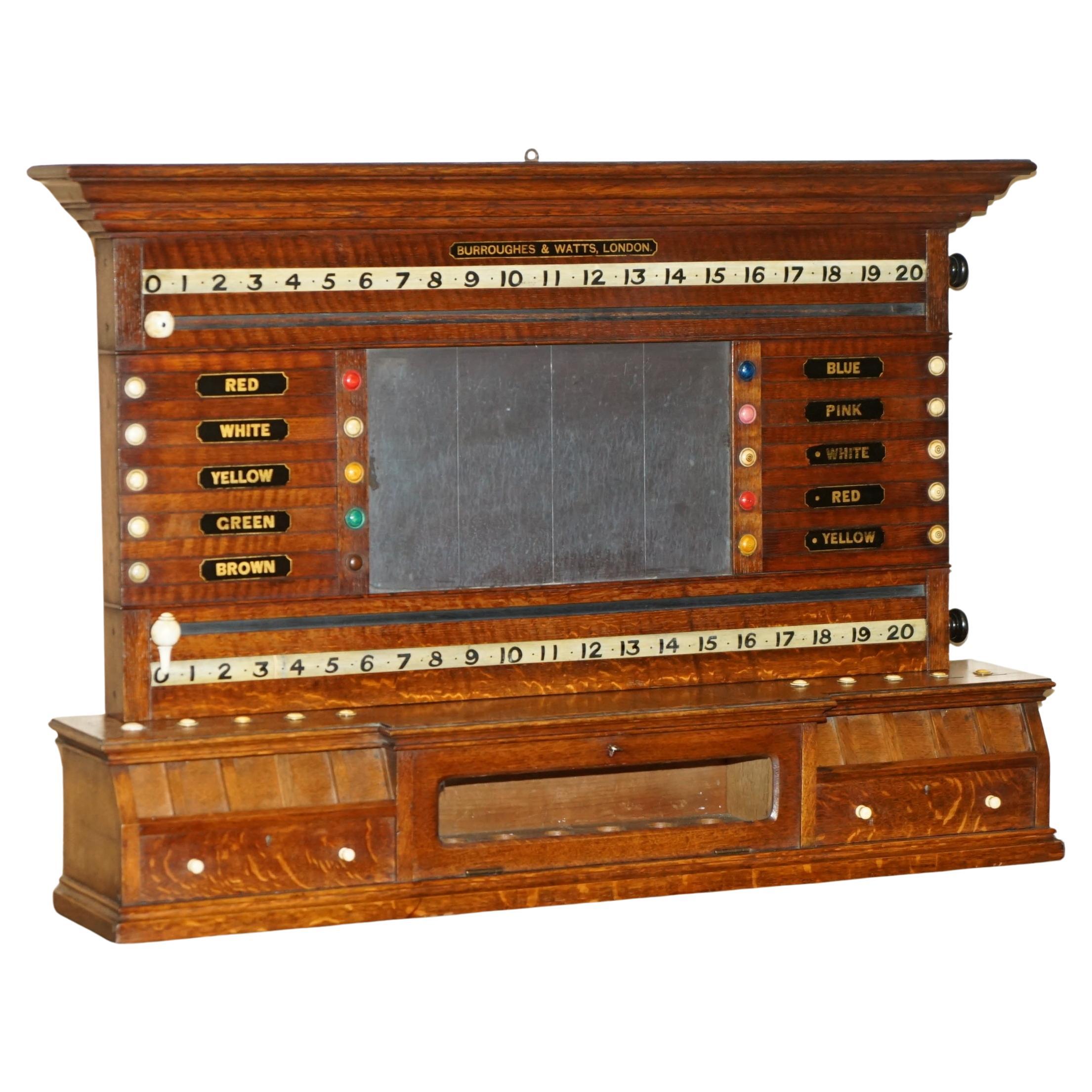ANTIQUE ViCTORIAN MOTHER OF PEARL BURROUGHES & WATTS LONDON SNOOKER SCOREBOARD
