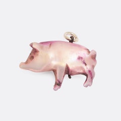 Antique Victorian Mother of Pearl "Lucky Pig" Charm Pendant
