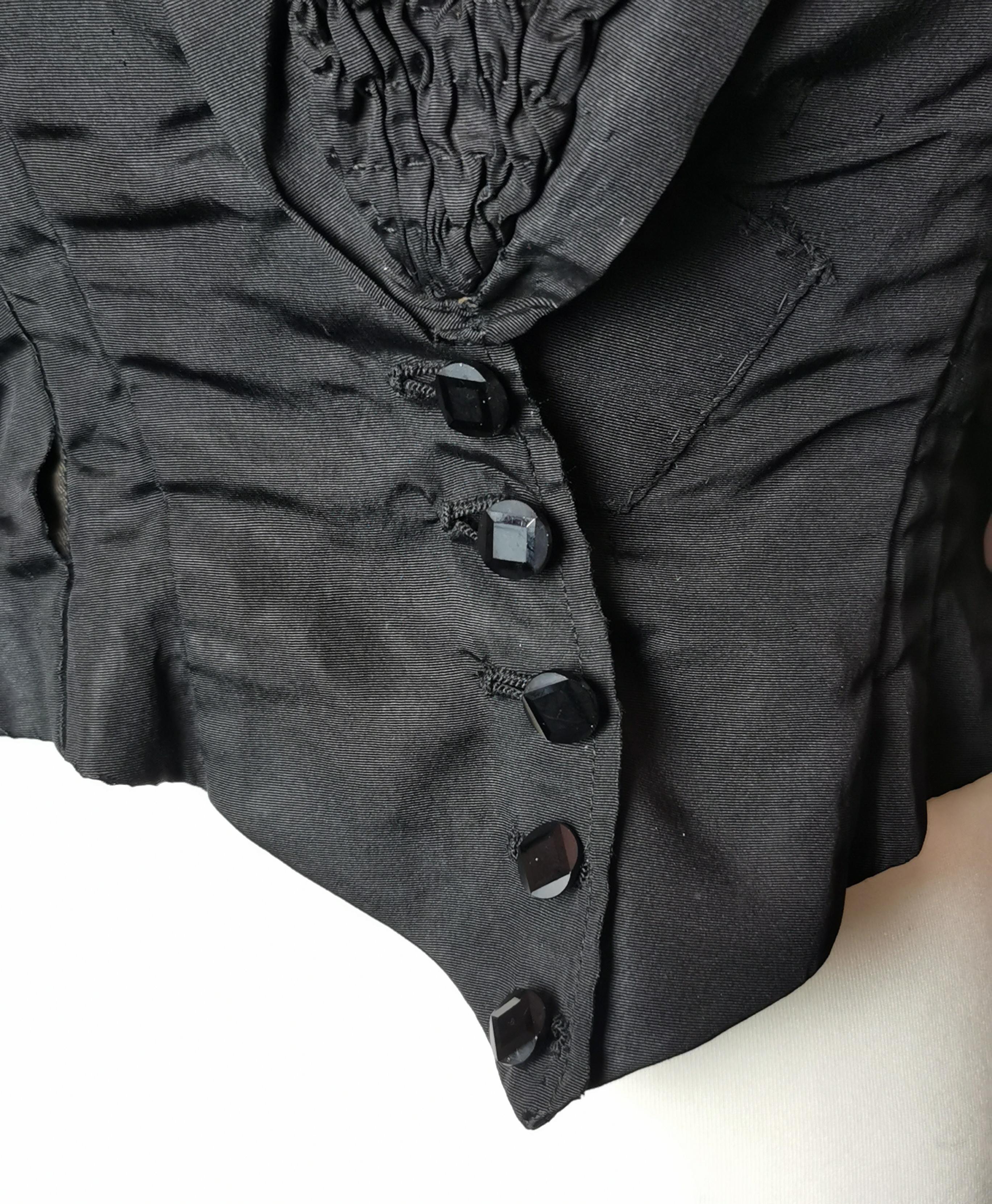 Antique Victorian mourning bodice, Blouse, French jet  For Sale 2