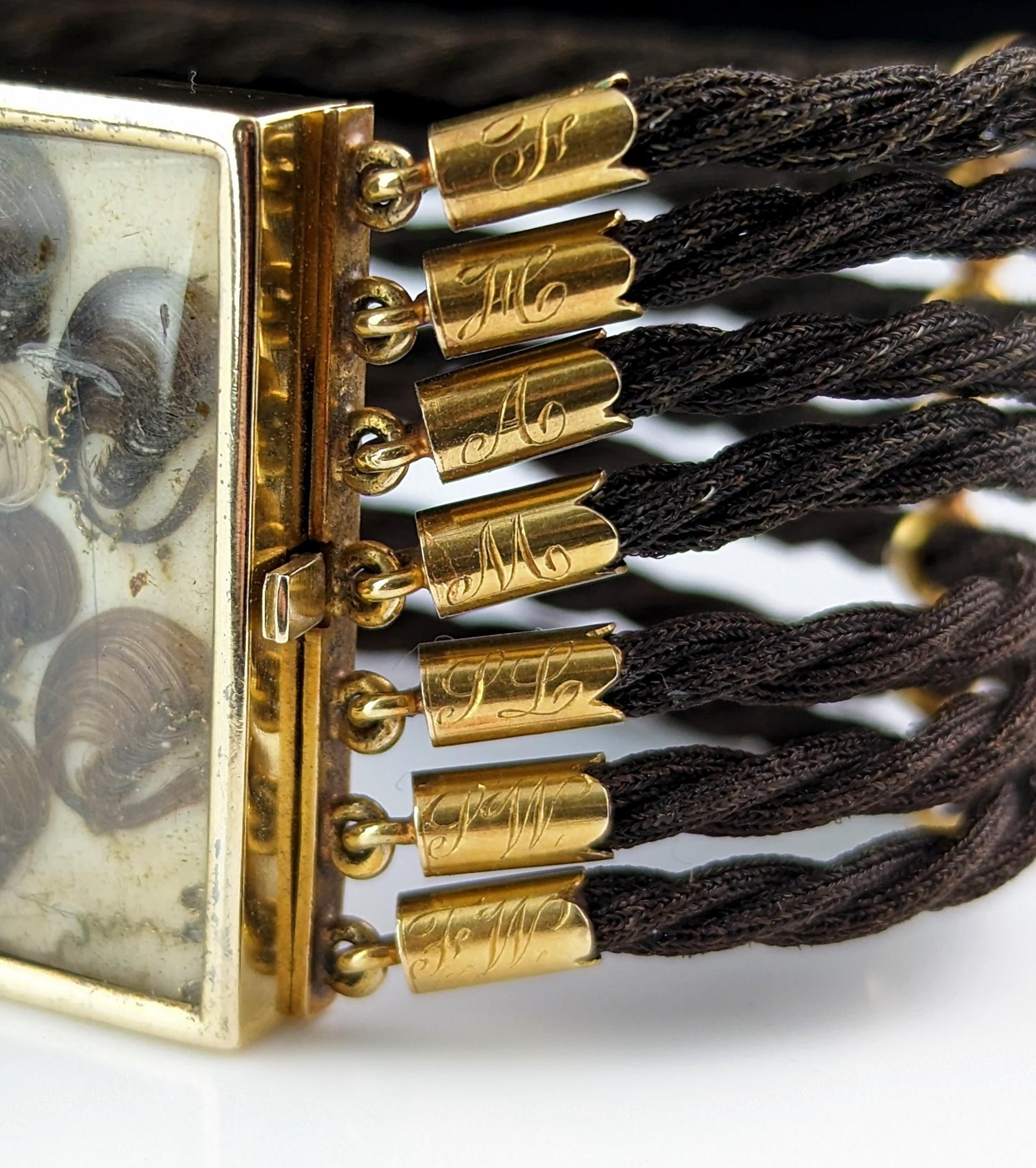 Antikes viktorianisches Trauerarmband, 18 Karat Gold und Haararbeit  im Angebot 8