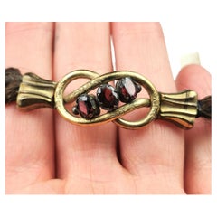 Antique Victorian mourning bracelet, Hairwork, Amethyst paste and Gilt