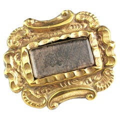 Antique Victorian mourning brooch, gilt metal 