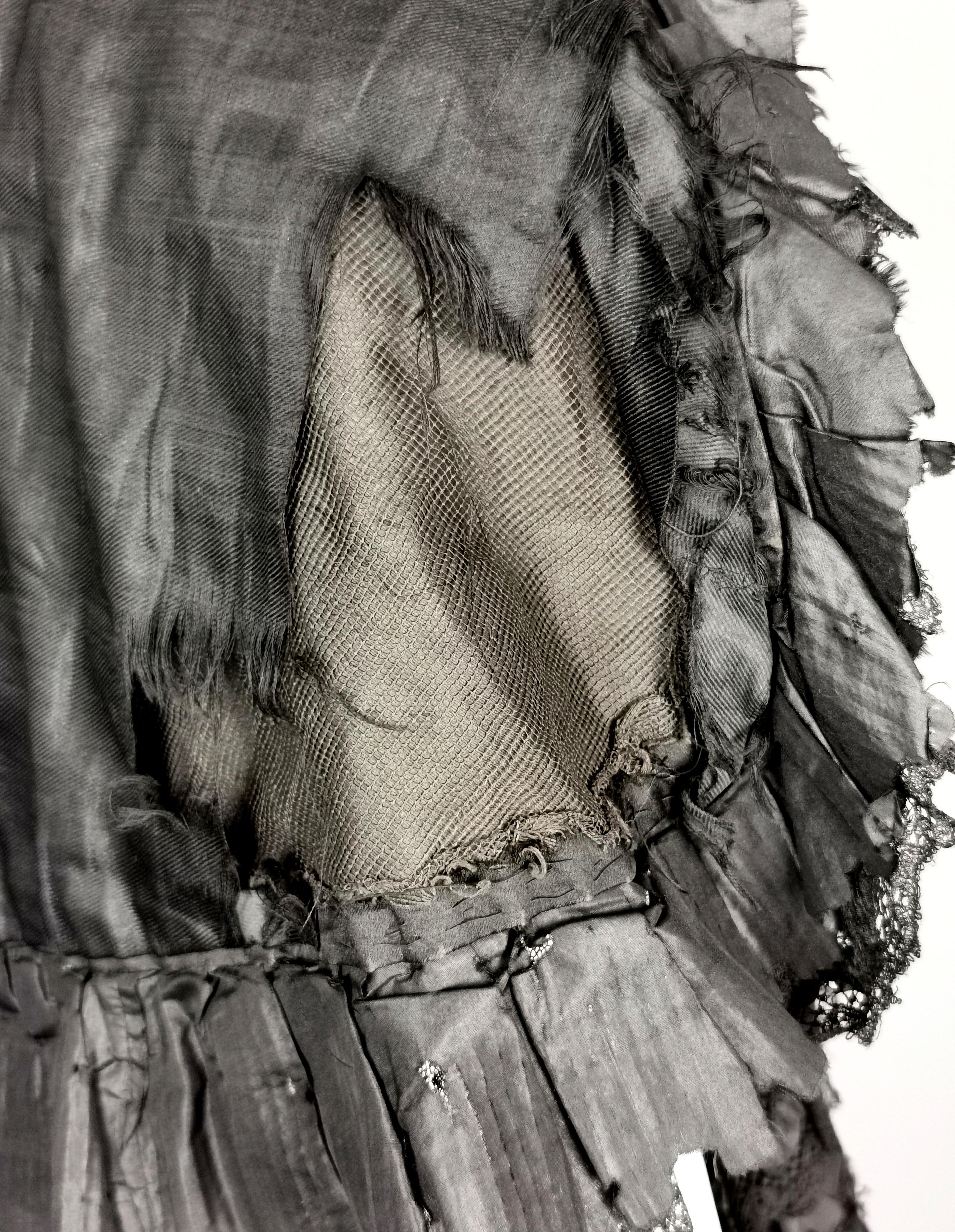 Antique Victorian mourning cape, French jet, taffeta, silk and lace  8