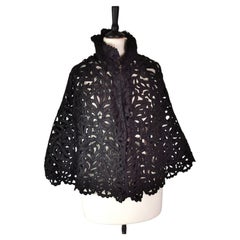 Antique Victorian mourning cape, tape lace 