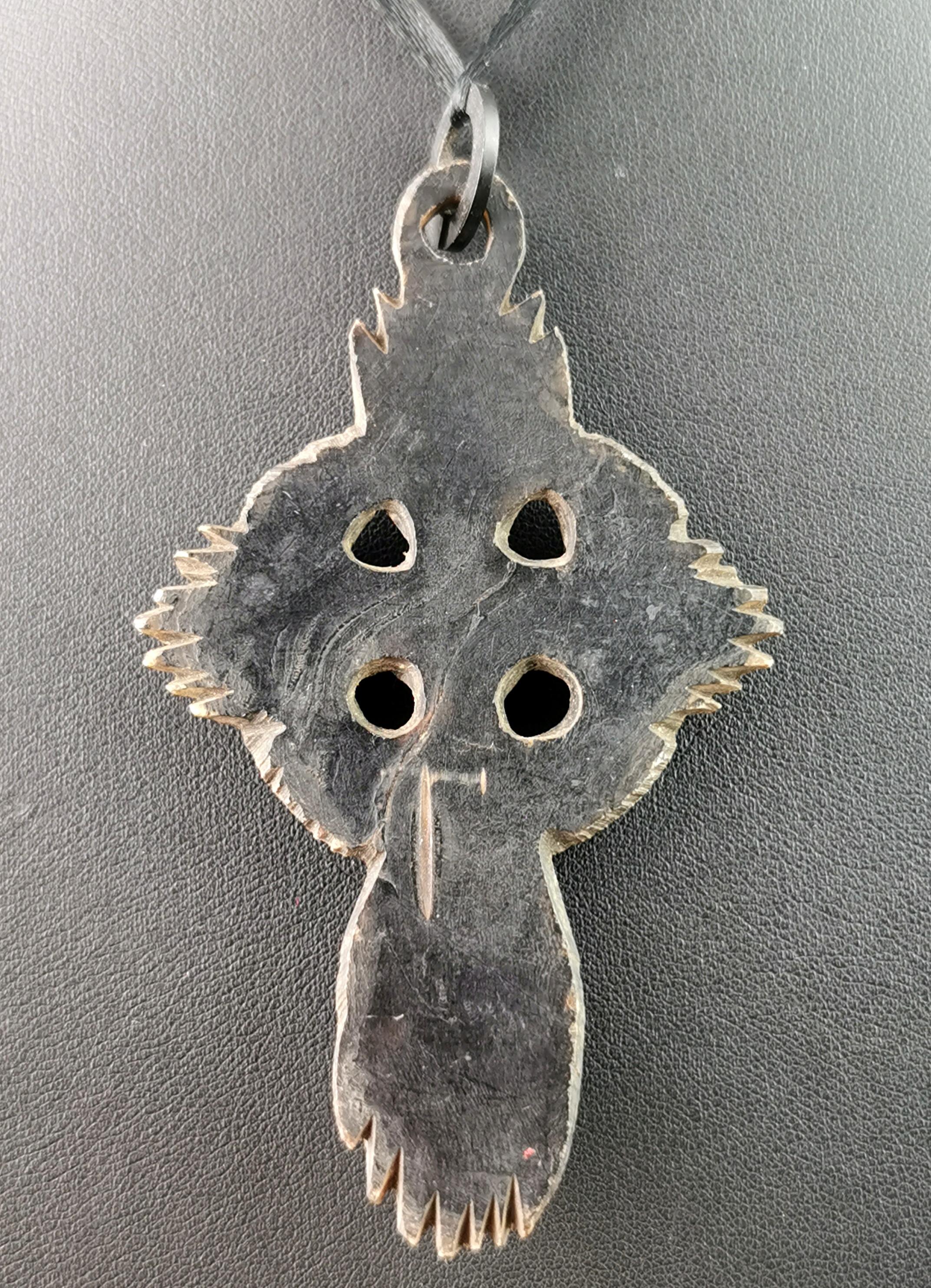 Antique Victorian mourning Cross pendant, Bog oak  3