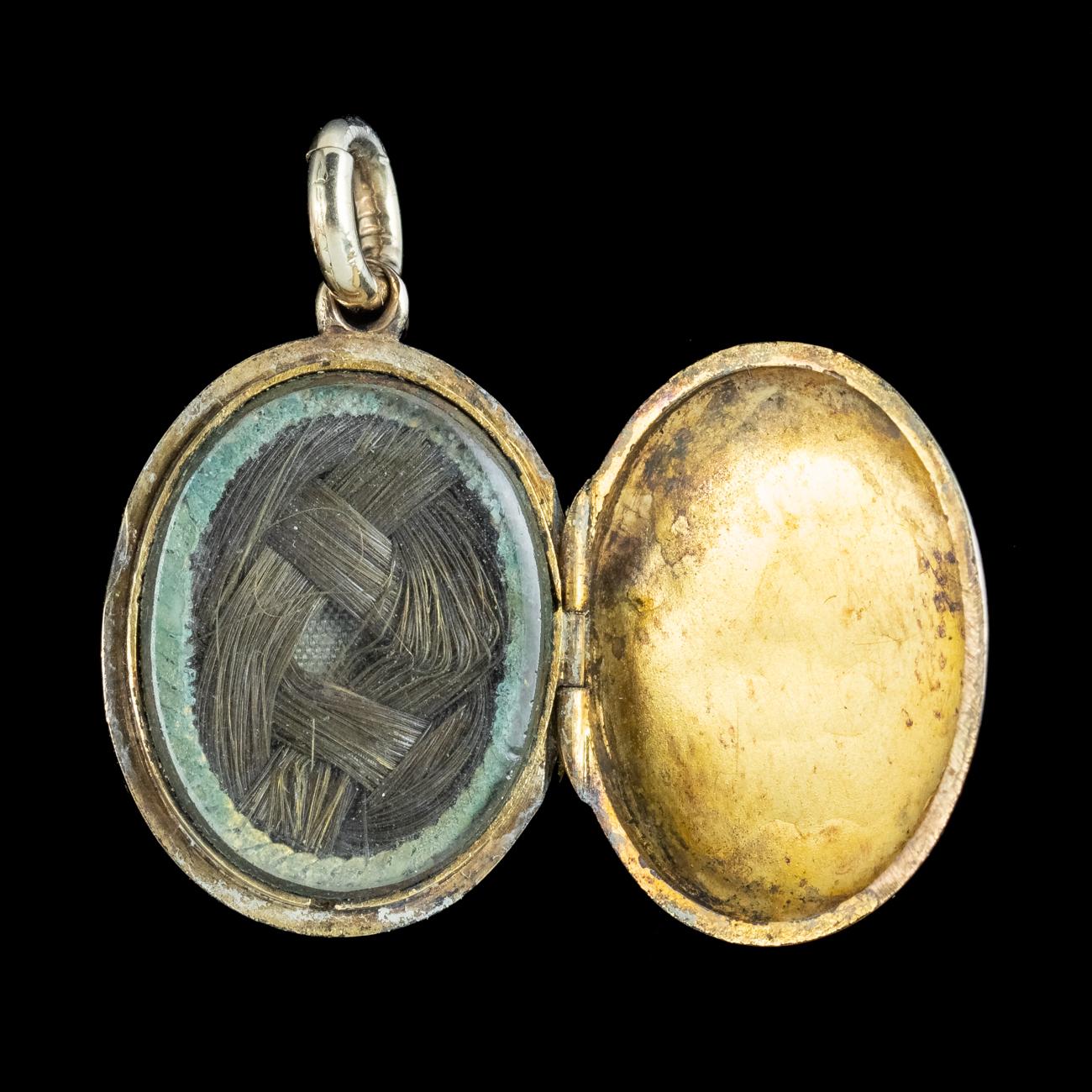 Women's Antique Victorian Mourning Locket 9ct Gold Enamel Buckle For Sale