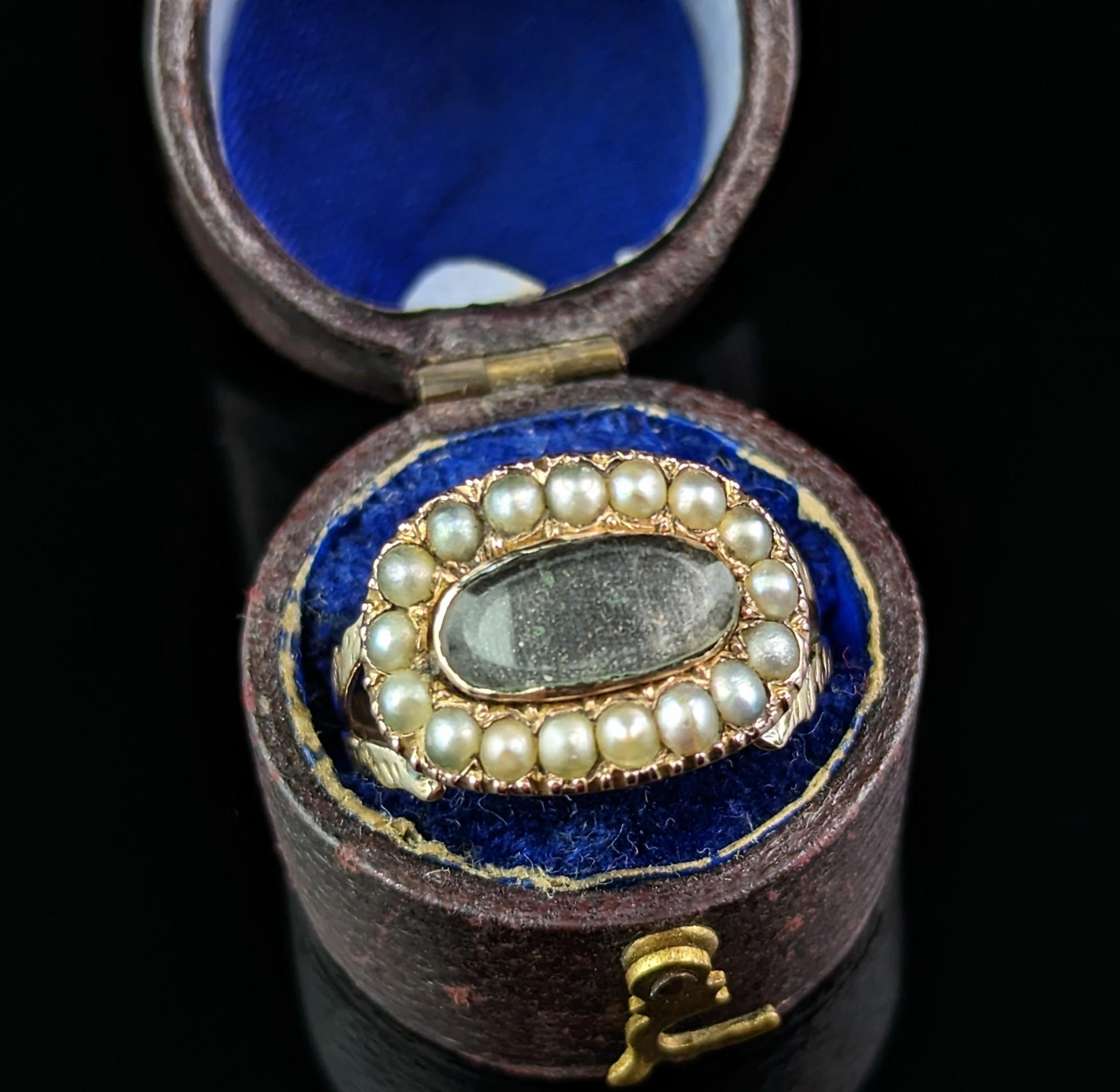 This charming antique Victorian Mourning ring is full of character and alluring melancholy romance as mourning pieces are usually both beautiful and sometimes sad reminders of sacre loved ones.

This has so many elements of Georgian styling to it
