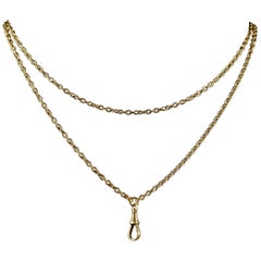 Antique Victorian Muff Chain 18 Carat on Silver, circa 1880