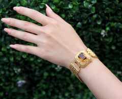 Victorian Antique 7.70ct Citrine Bracelet in 14/15ct Gold with Rope Chains