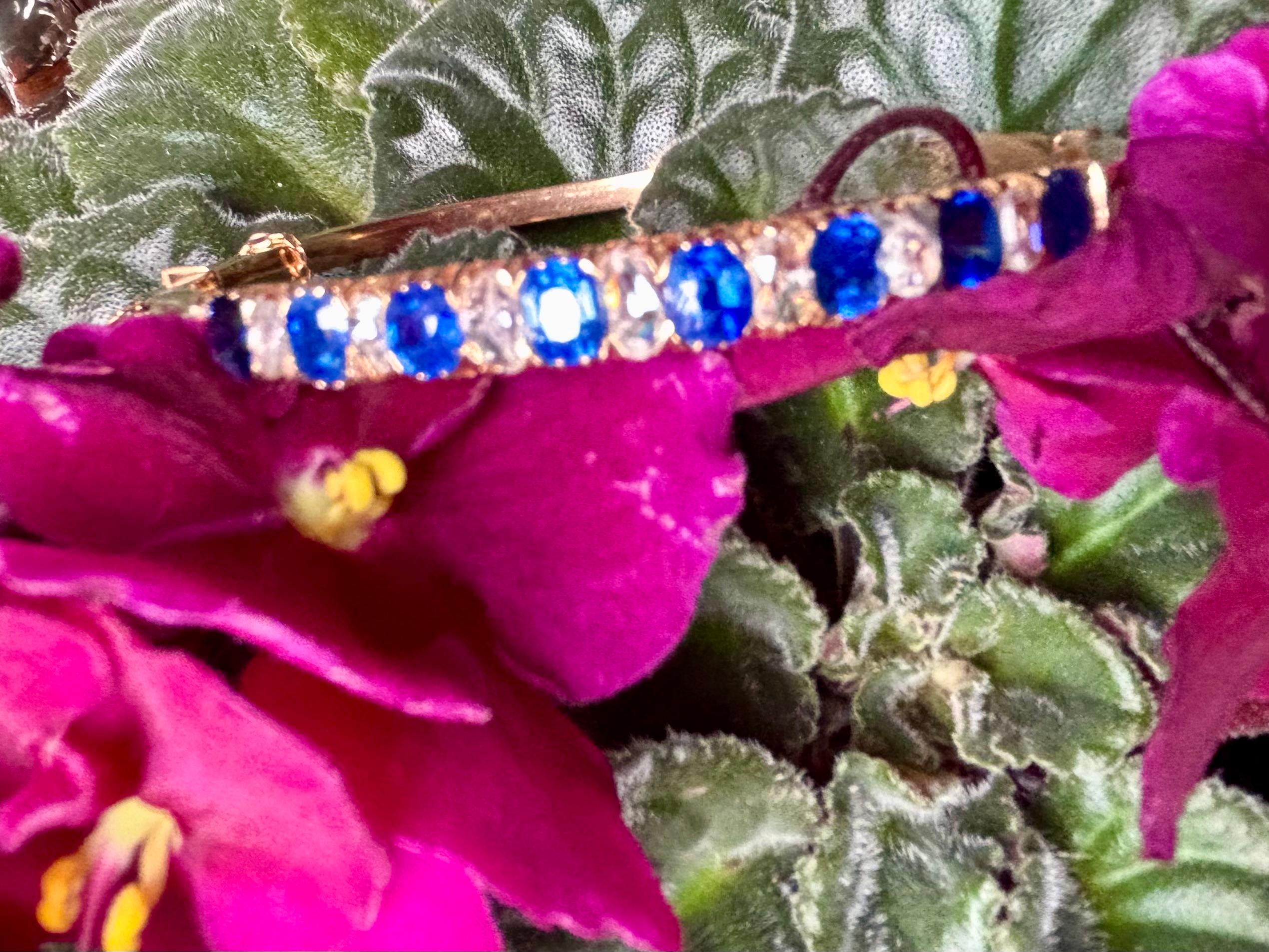 Antique Victorian Natural Blue Sapphire and Diamond Bracelet 19th Century In Good Condition For Sale In OVIEDO, AS