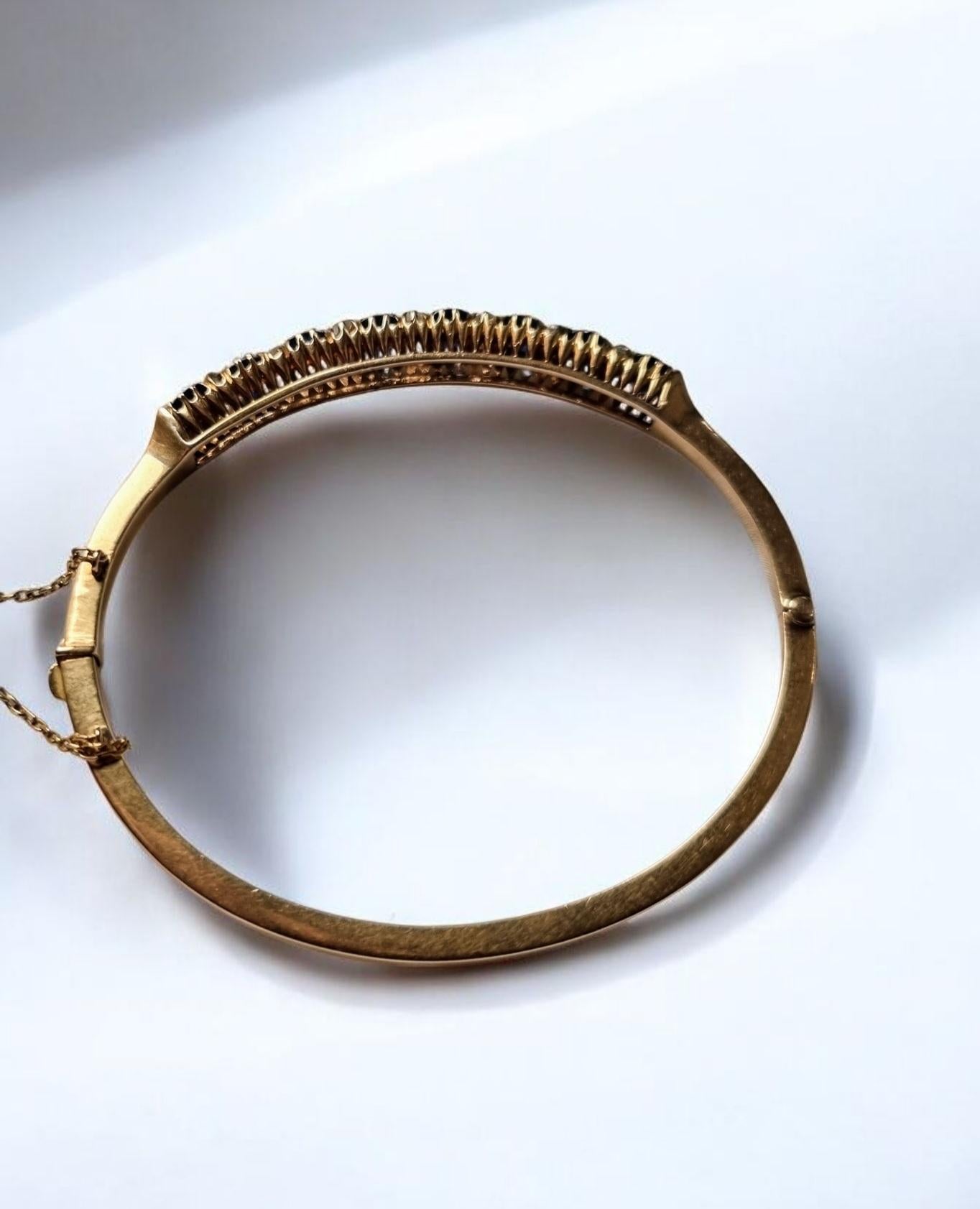 Antique Victorian Natural Blue Sapphire and Diamond Bracelet 19th Century For Sale 2