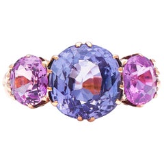 Antique Victorian, Natural Color Change Sapphire and Pink Sapphire Ring