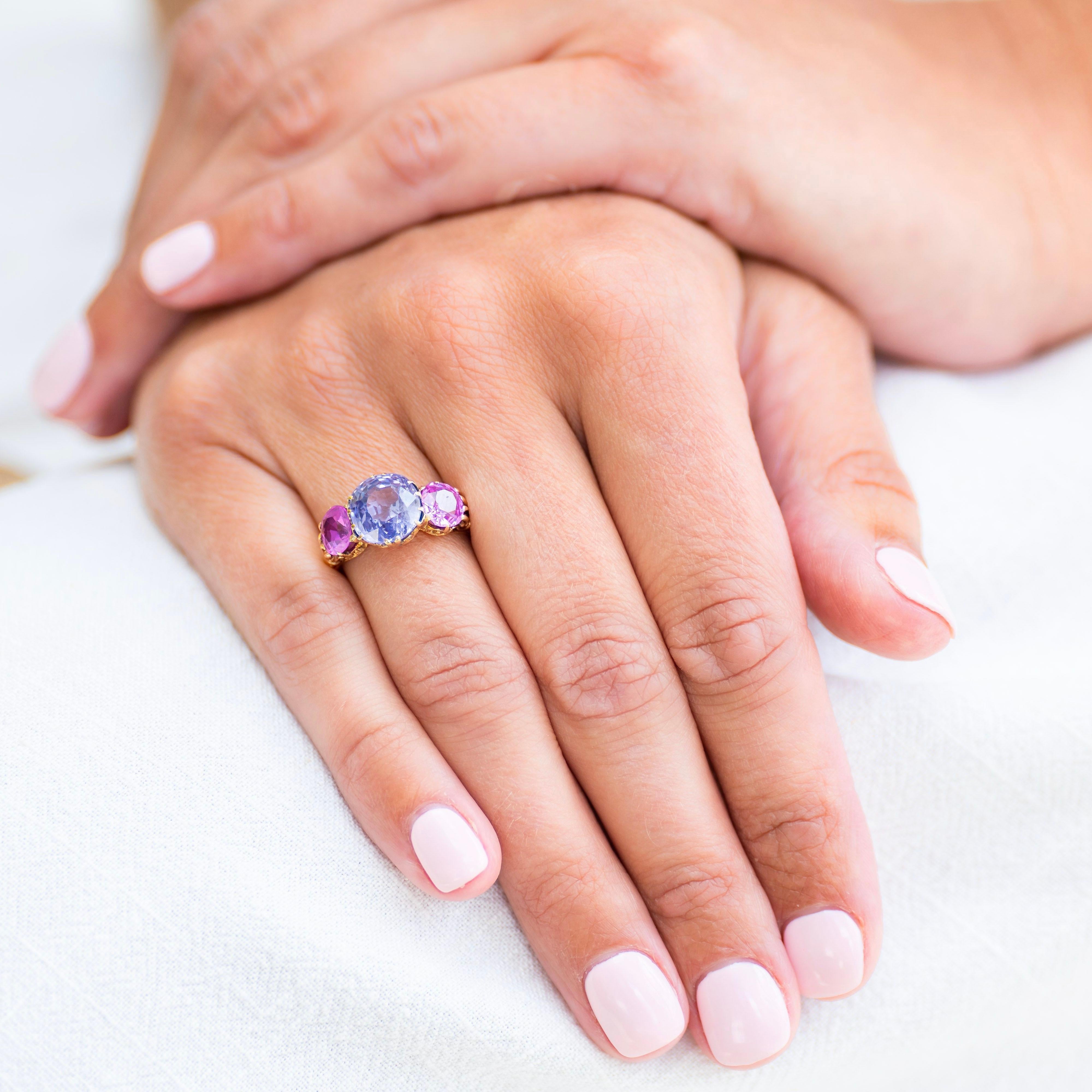 Women's Antique Victorian, Natural Color Change Sapphire and Pink Sapphire Ring