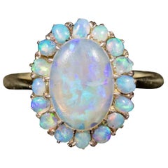 Antique Victorian Natural Opal Cluster Ring 18 Carat Gold, circa 1900