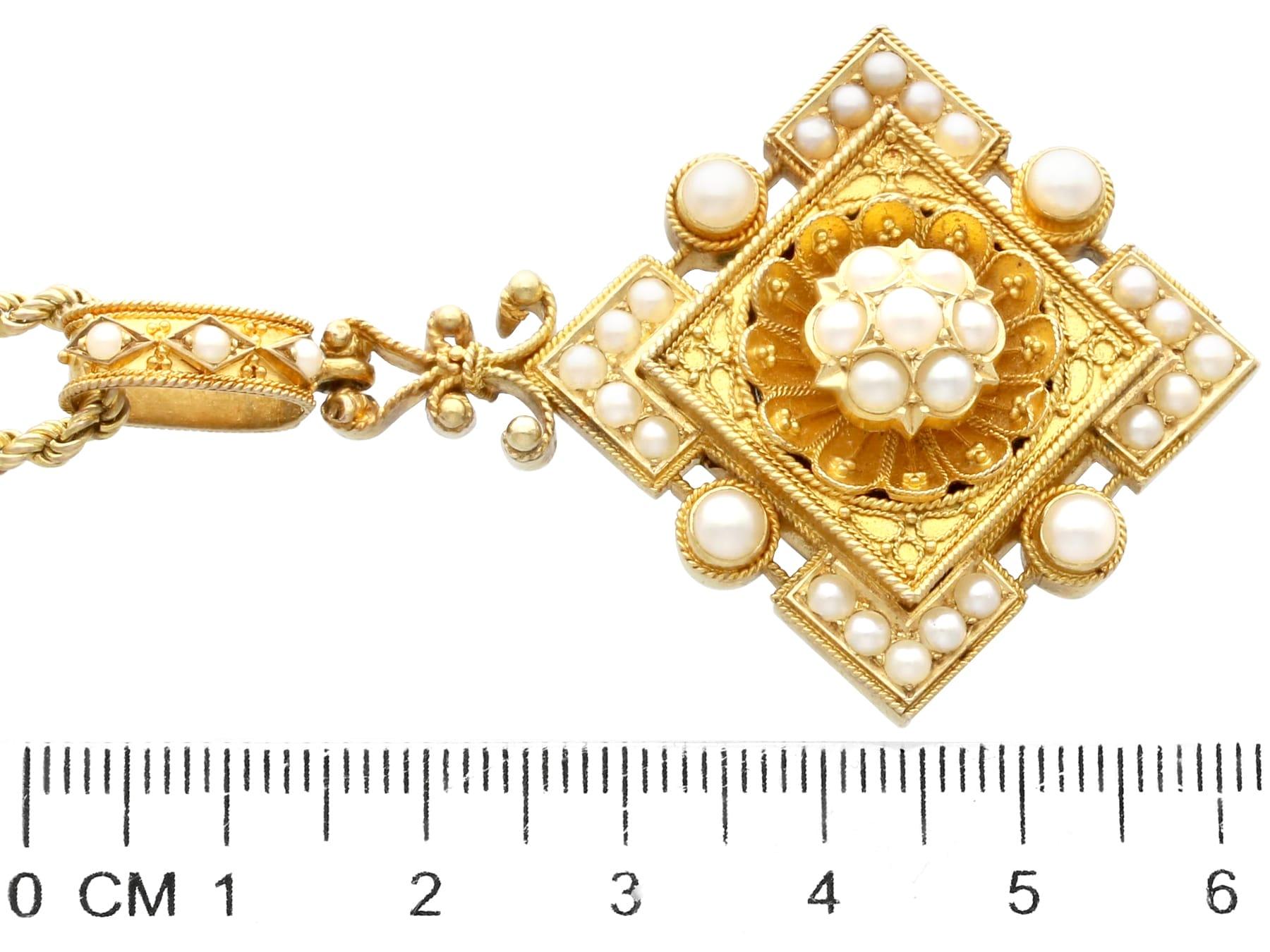 Women's or Men's Antique Victorian Natural Pearl and Yellow Gold Pendant For Sale