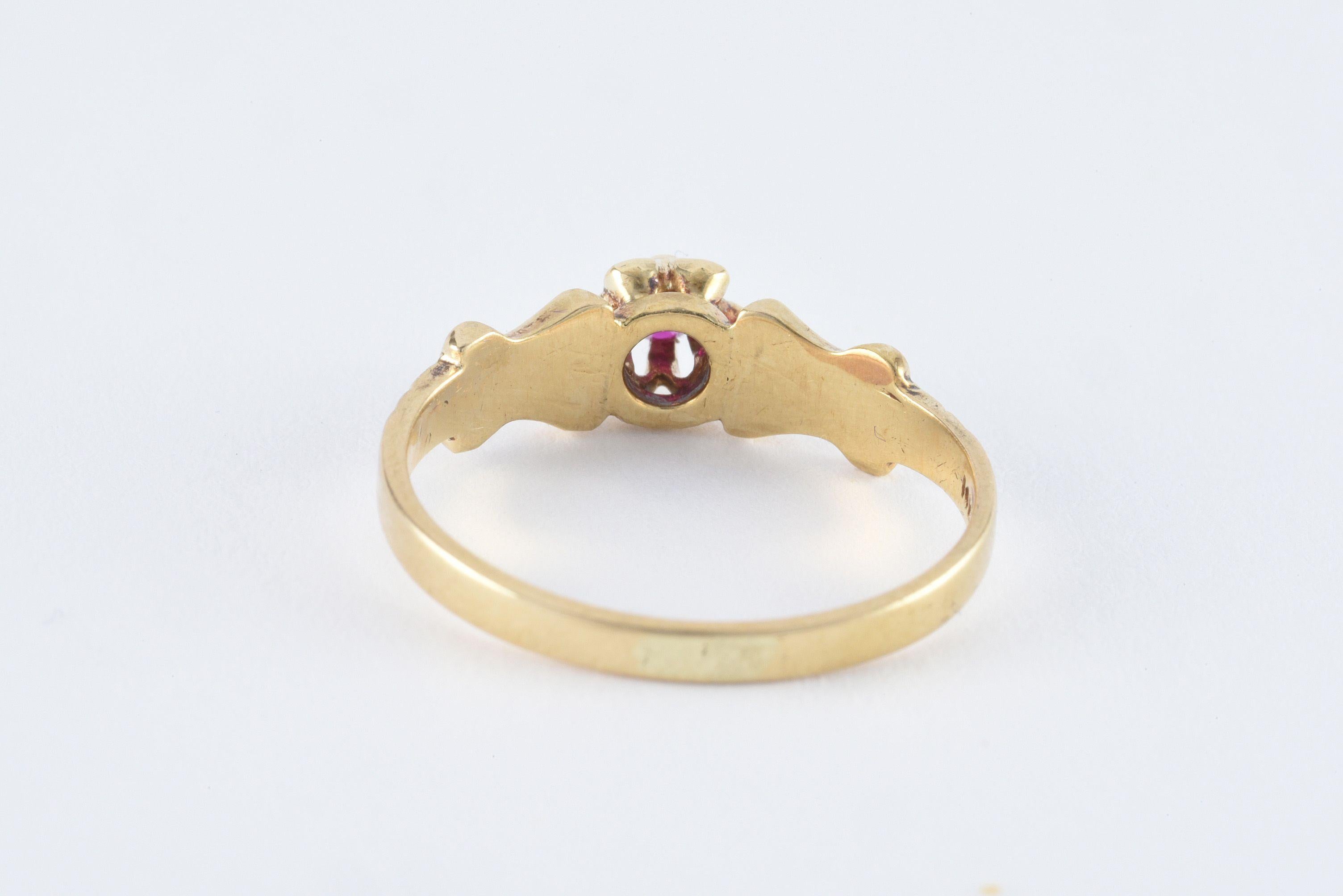 Round Cut Antique Victorian Natural Red Ruby Engagement Ring For Sale