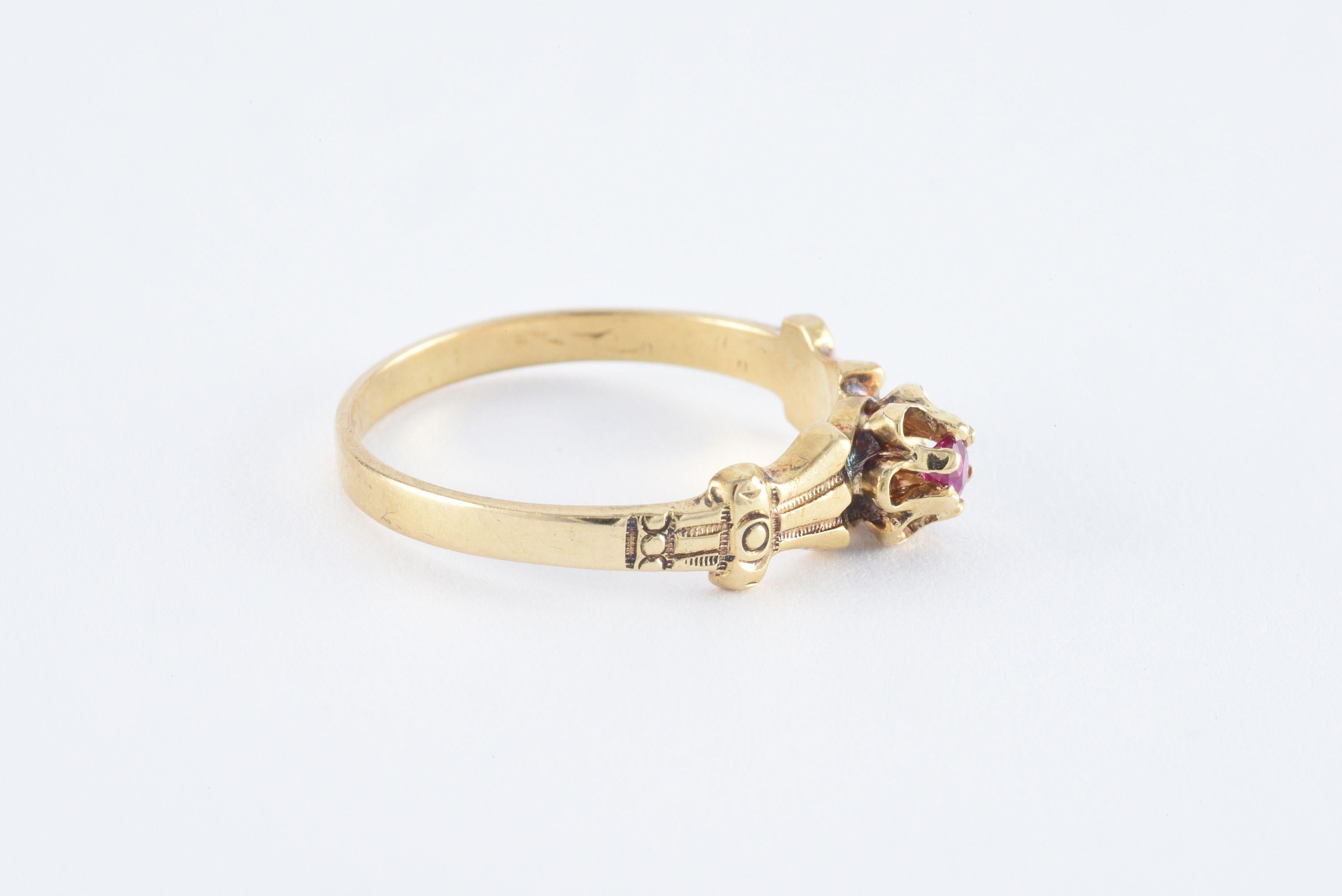 Antique Victorian Natural Red Ruby Engagement Ring In Good Condition For Sale In Denver, CO