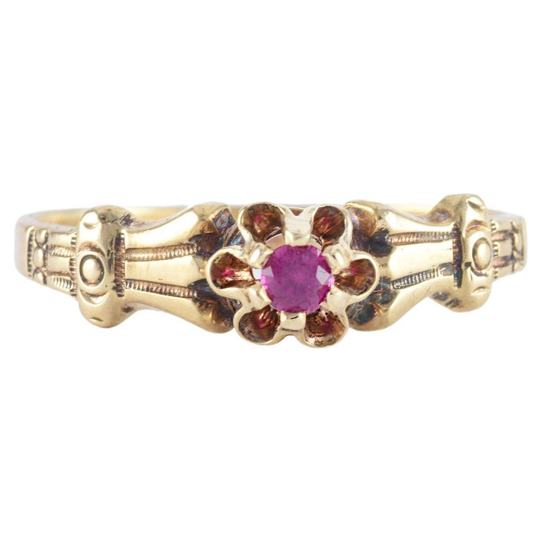 Antique Victorian Natural Red Ruby Engagement Ring For Sale at 1stDibs