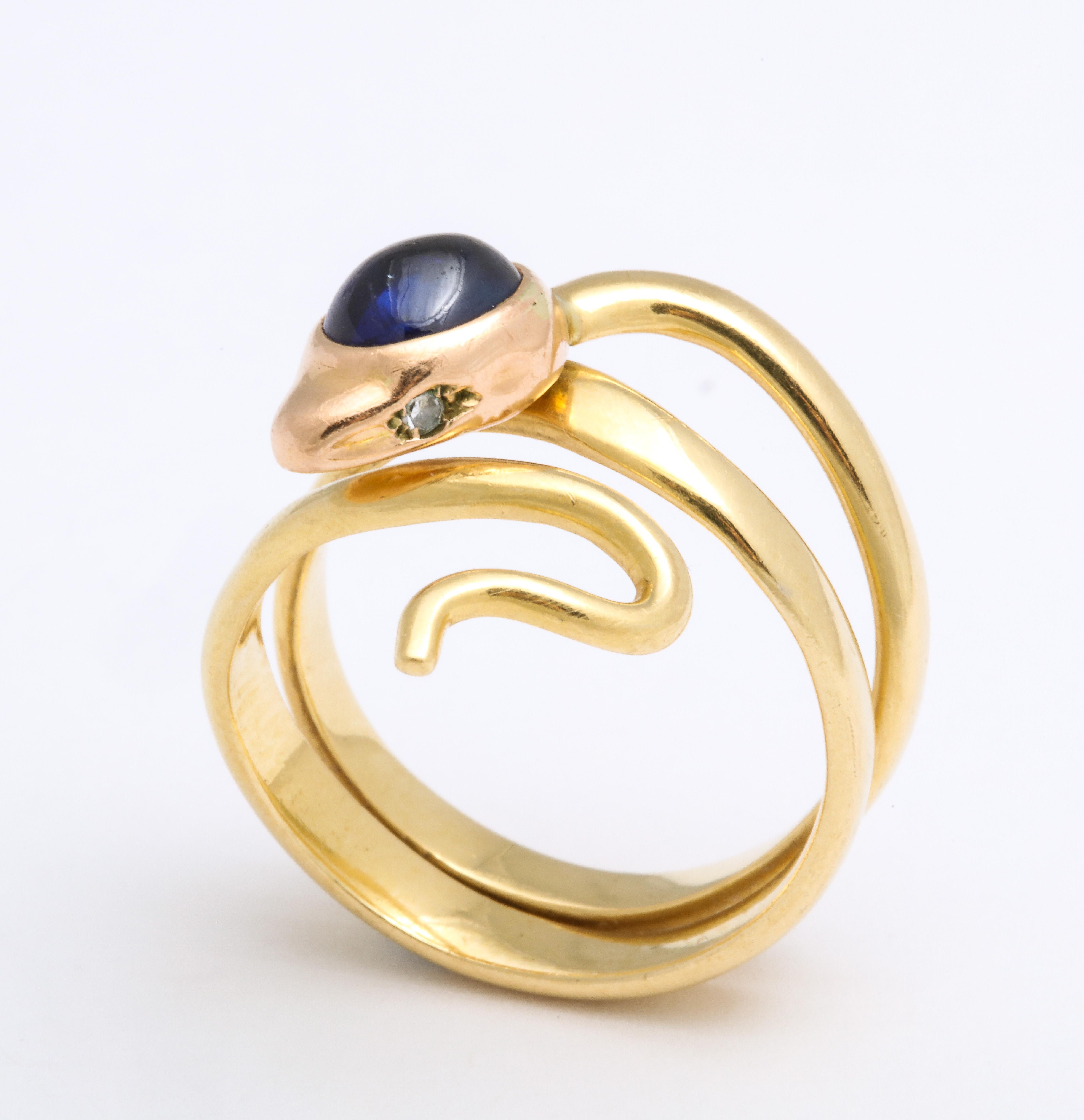 Natural Sapphire and Diamond Eyed Snake Ring 1