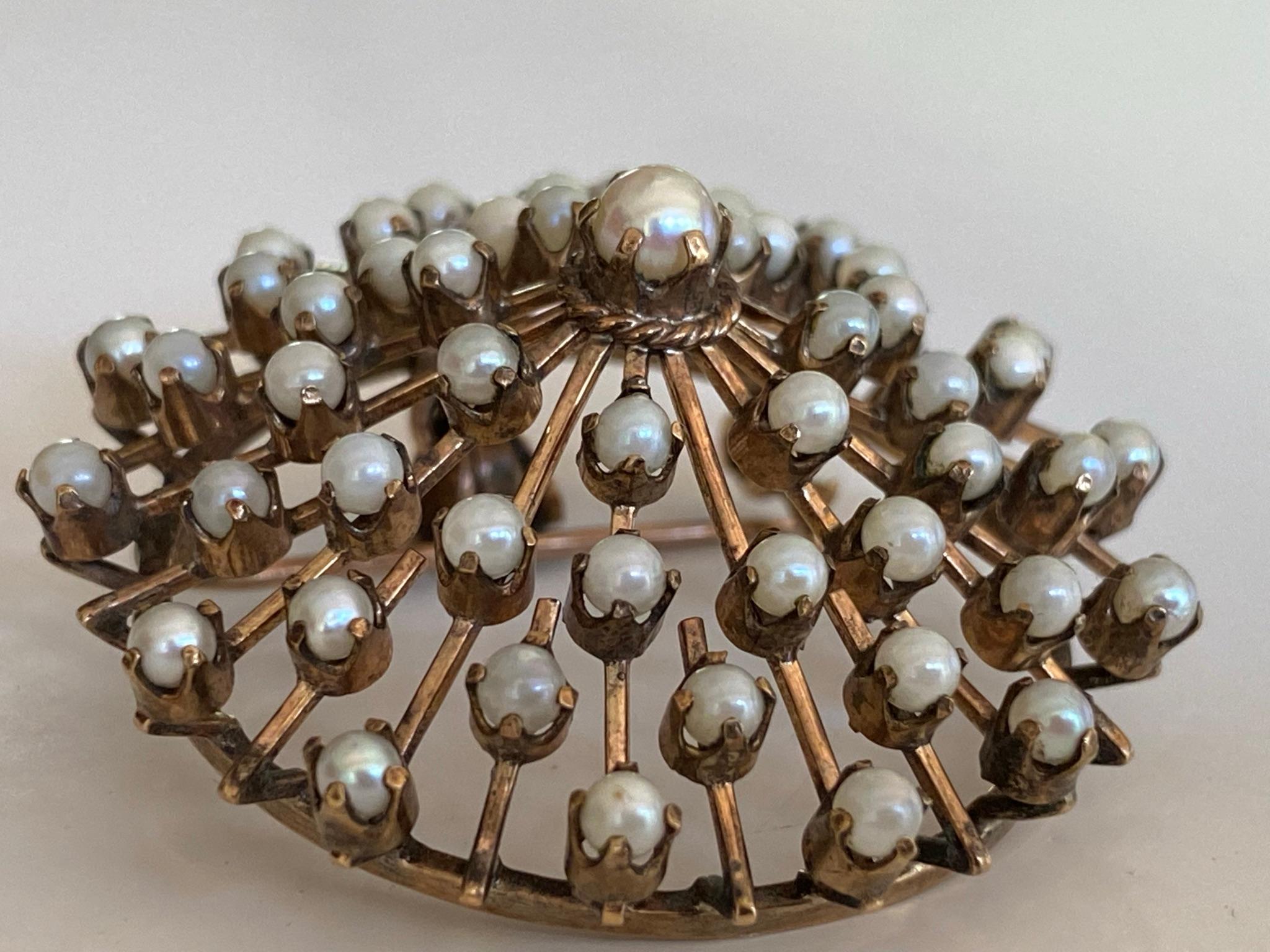 Collier pendentif victorien ancien en or rose et perles naturelles blanches Bon état - En vente à Denver, CO
