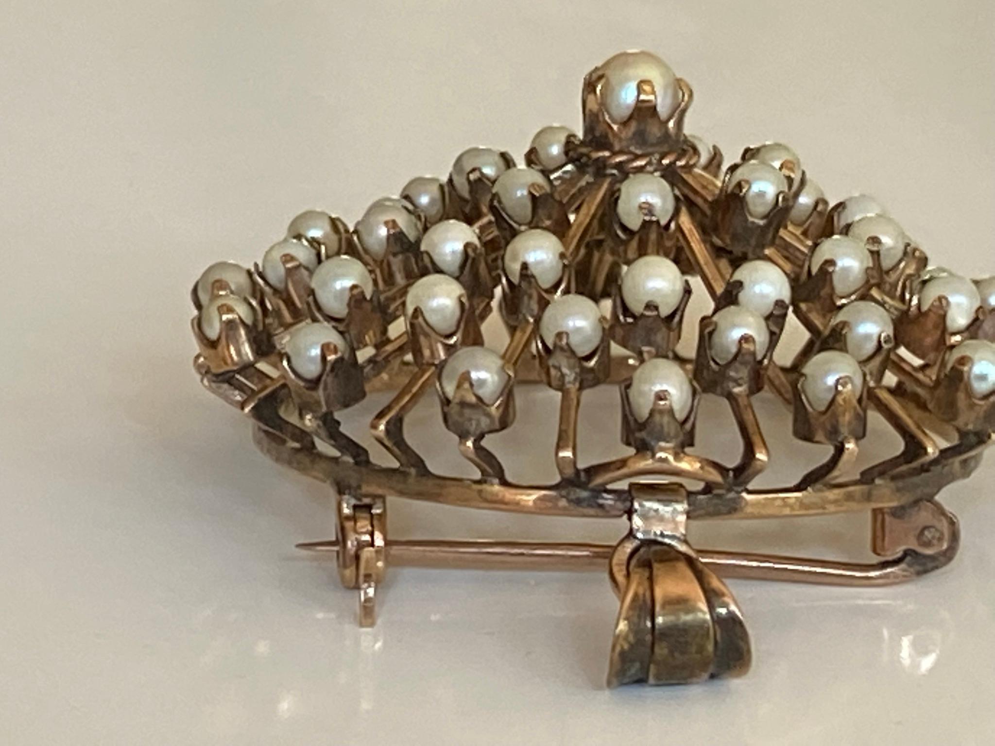 Collier pendentif victorien ancien en or rose et perles naturelles blanches en vente 1