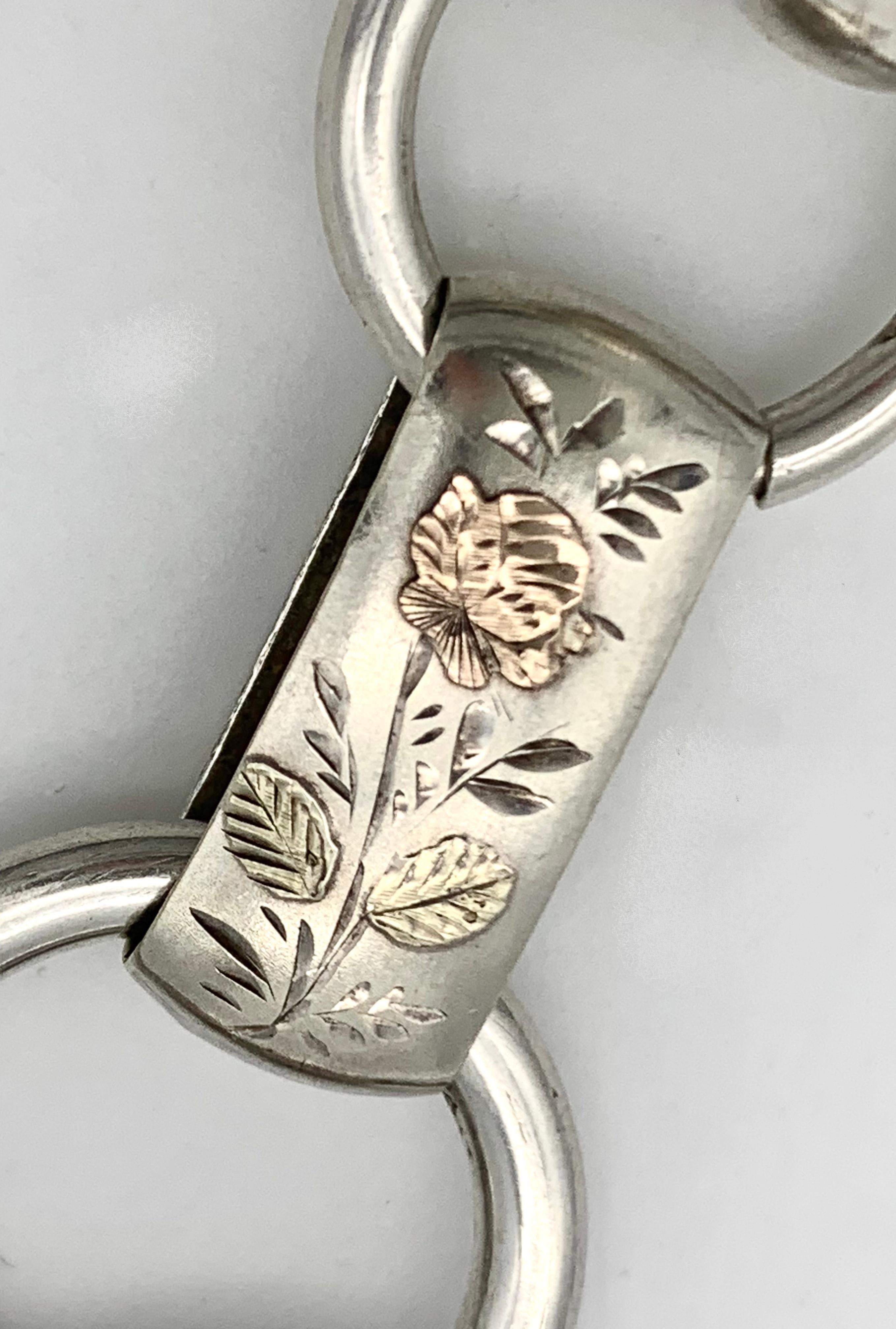 Antique Victorian Necklace Collar Locket Pendant Sterling Silver Birds Flowers For Sale 2