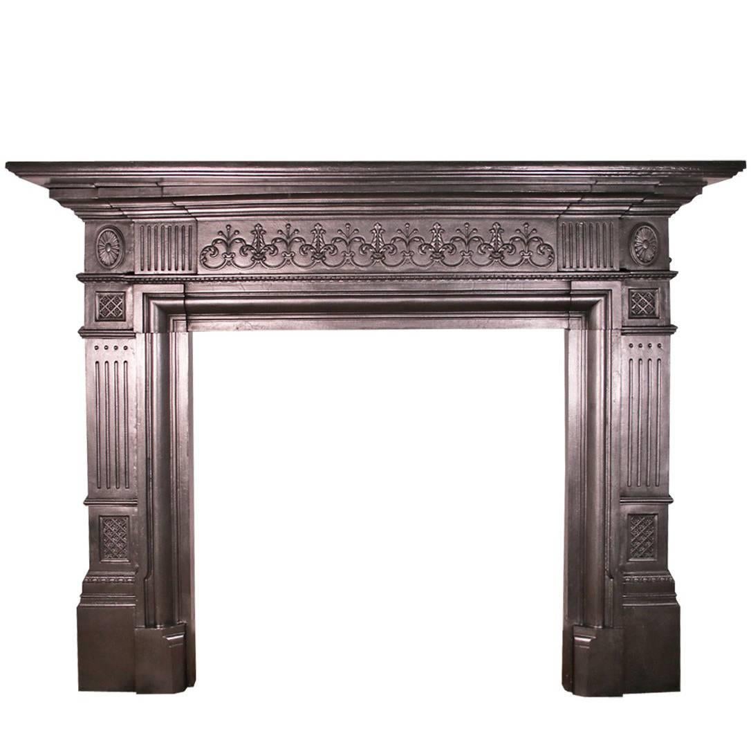Antique Victorian Neoclassical Cast Iron Fireplace Surround
