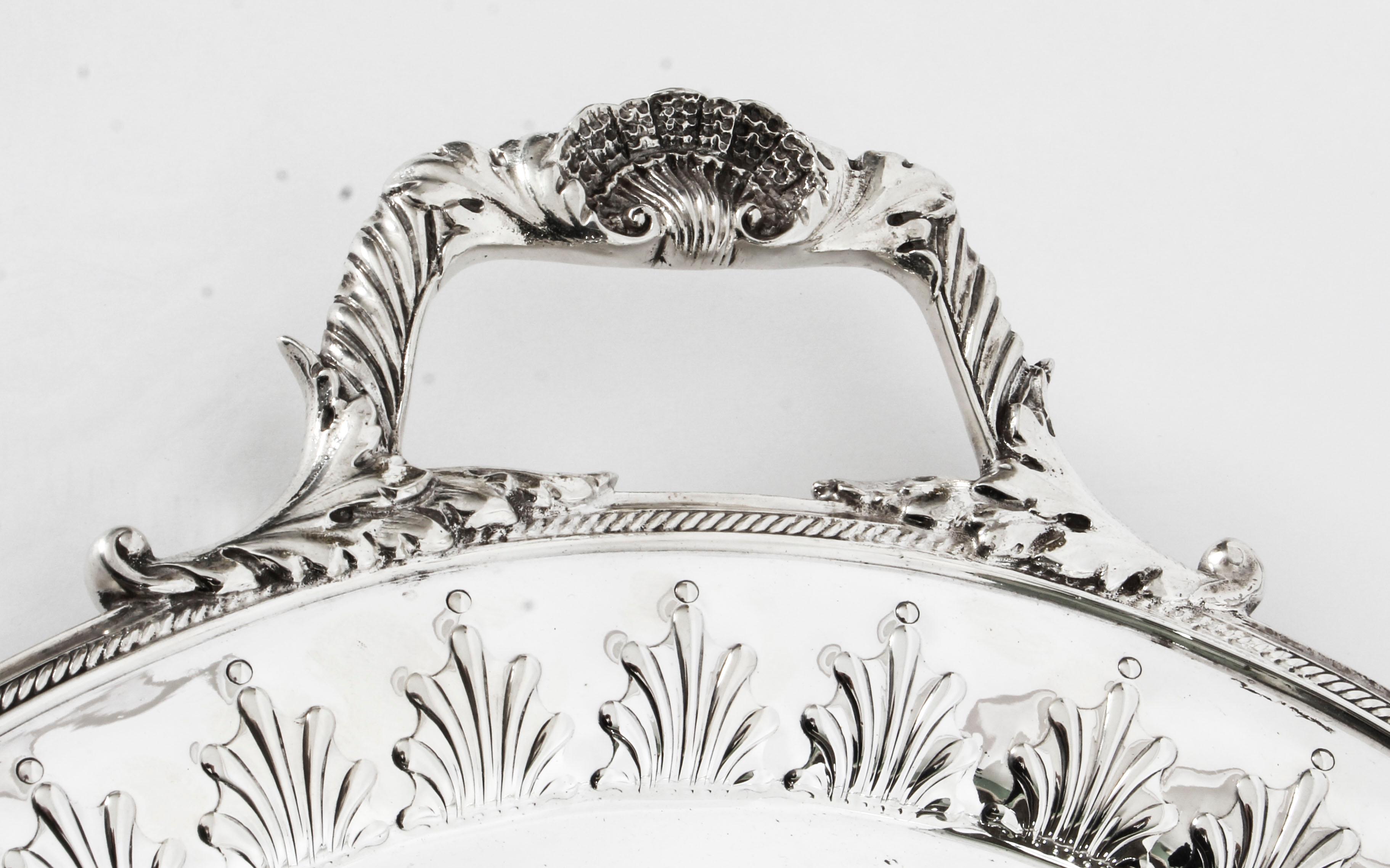 Victorian Neoclassical Oval Silver Plated Tray William Hutton, 19th Century In Good Condition In London, GB