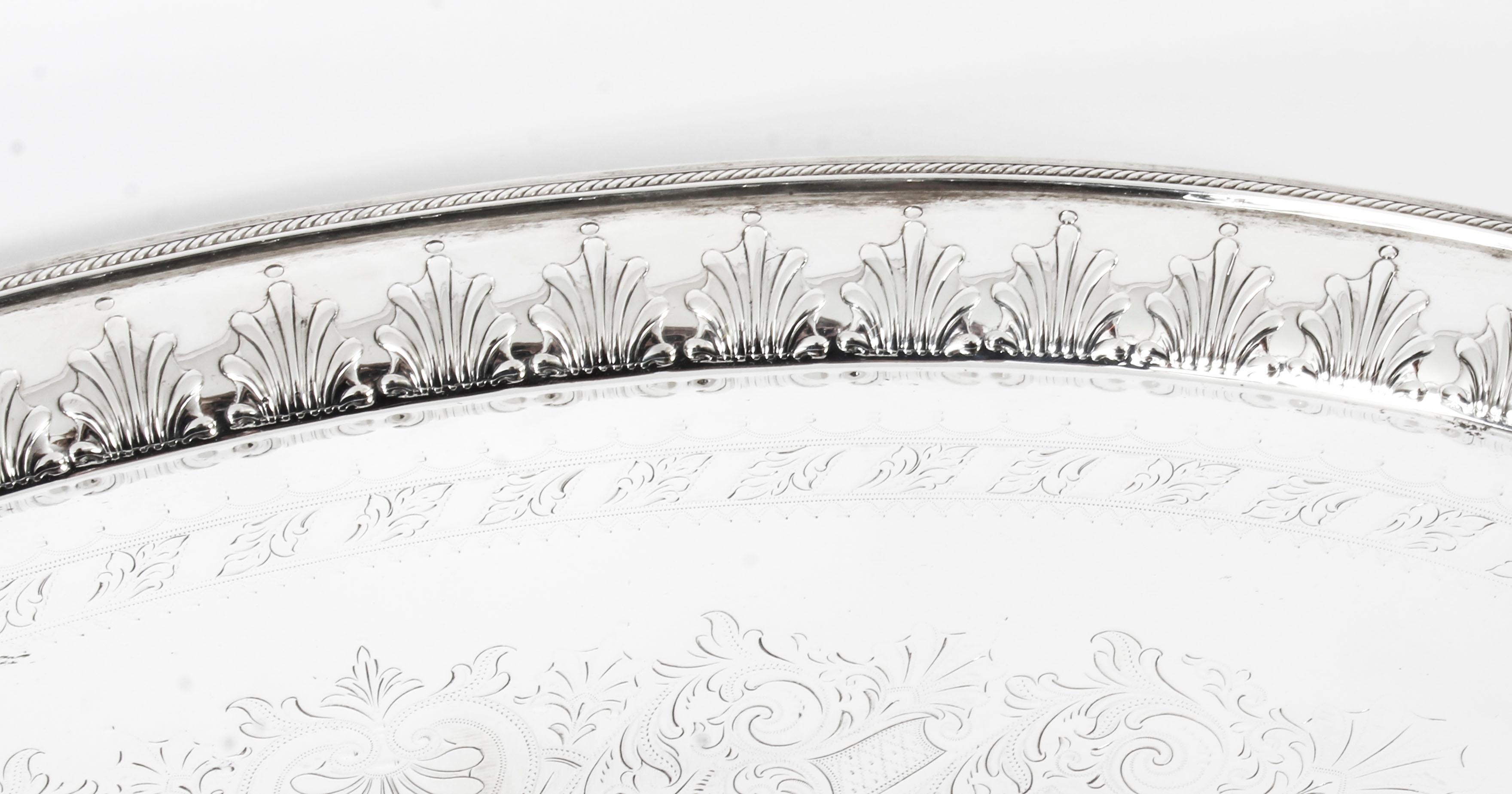 Victorian Neoclassical Oval Silver Plated Tray William Hutton, 19th Century 1