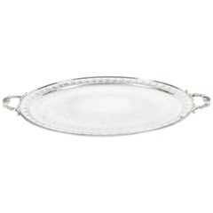 Antique Victorian Neoclassical Oval Silver Plated Tray William Hutton, 19th Century